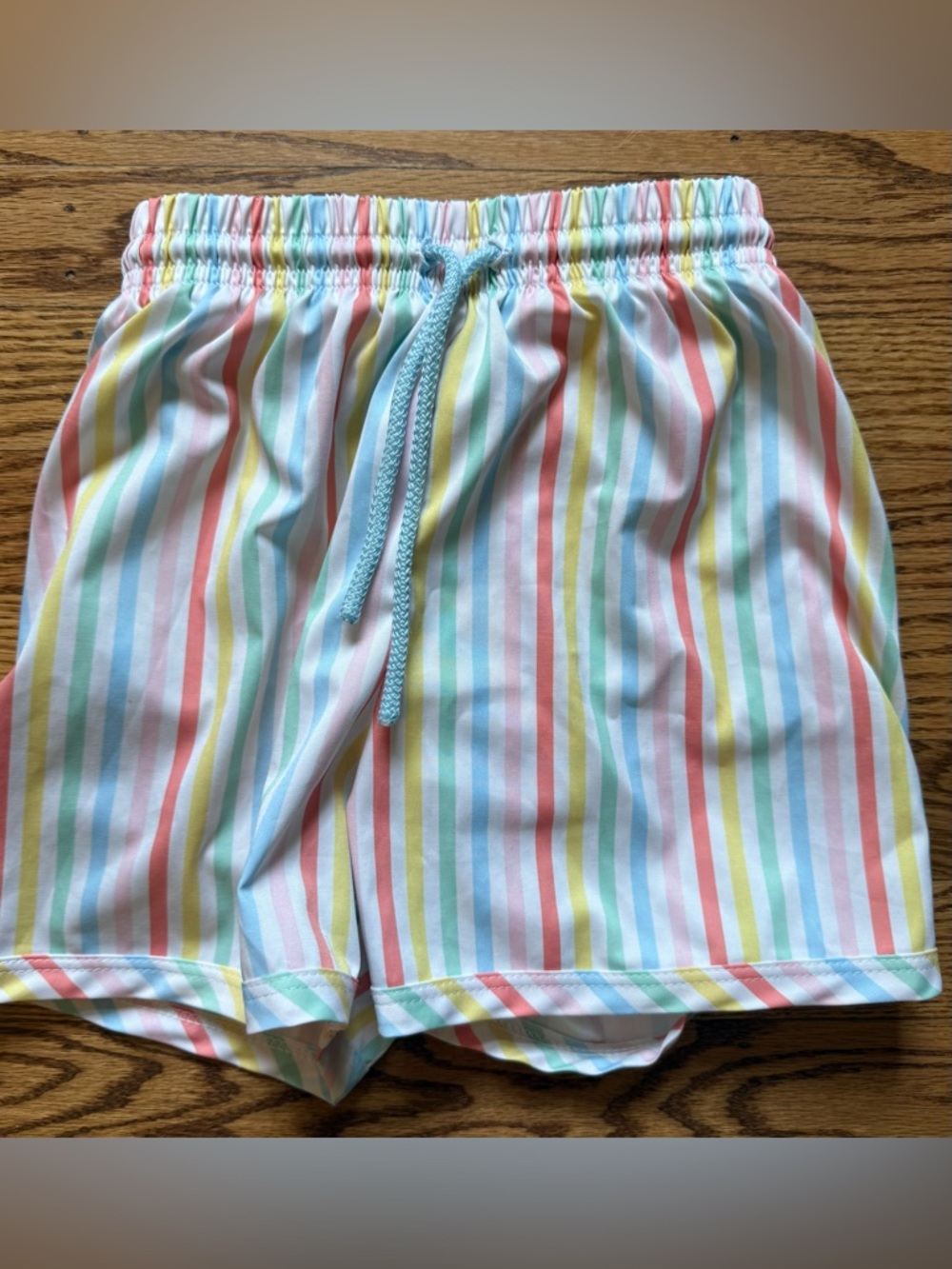 Kids Multicolor Stripe Swim Shorts - Blue Drawstring